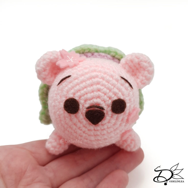 Sakura Mochi Winnie the Pooh Tsum Tsum made with the amigurumi Technique